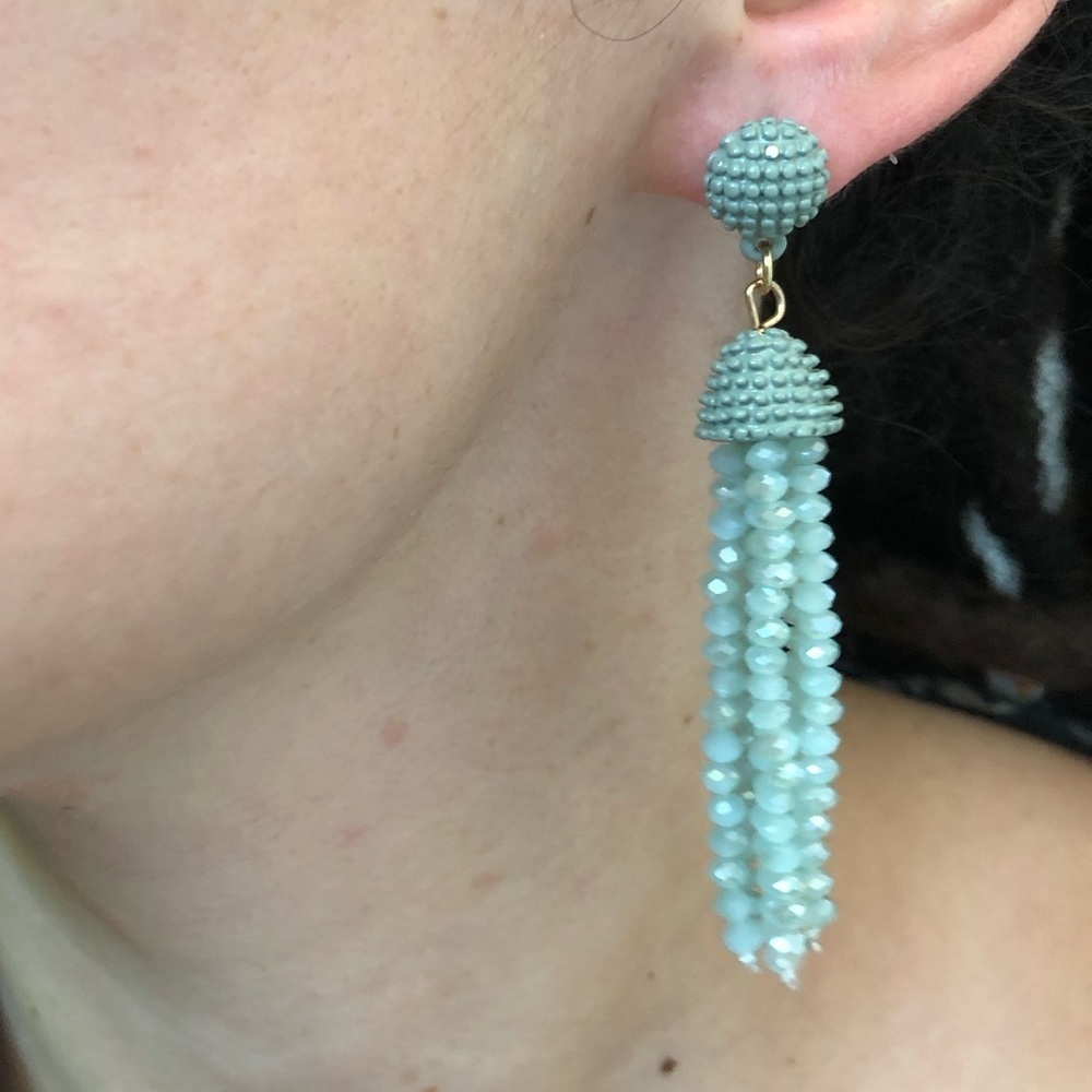 Marlyn Schiff Crystal Bead Tassel Earrings NWOT